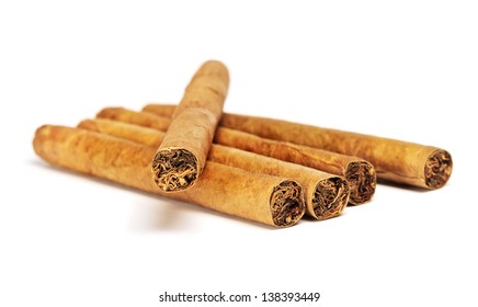 Little Cigars Close Up, Isolated On White