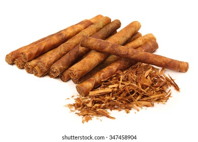 Little Cigars Close Up, Isolated On White