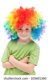 Little Clown Boy Colorful Hair Portrait Stock Photo 103601360 ...