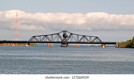 The Little Current Swing Bridge, Ontario, Canada,  Built In 1913, Only Link To Manitoulin Island. Sept.1st.2018