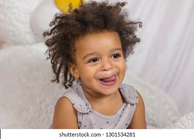 Little Cute African American Embarrassed Baby Stock Photo 1301534281 ...