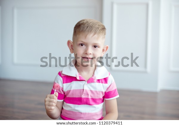 Little Cute Boy Modern Haircut Sitting Stock Photo Edit Now
