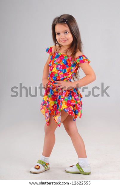 Little Cute Brownhaired Baby Girl Posing Stock Photo Edit Now