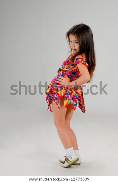 Little Cute Brownhaired Baby Girl Posing Stock Image Download Now