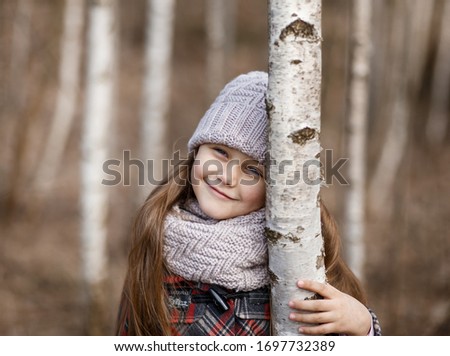 Similar – Image, Stock Photo happy funny kid girl eating fresh apple in autumn