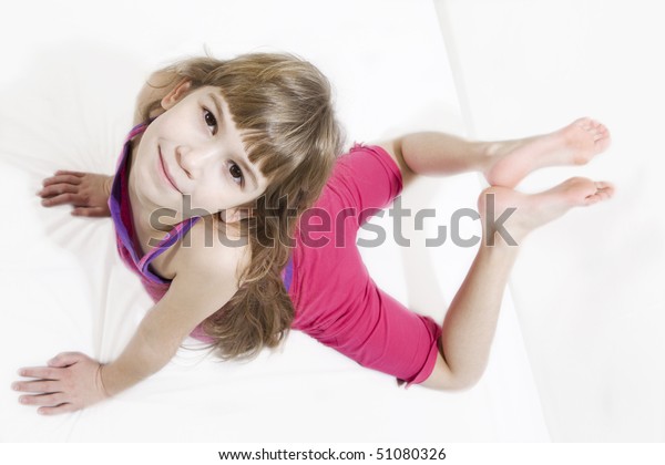 Little Cute Girl Lying On Belly Stock Photo 51080326 | Shutterstock