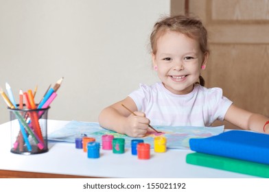 Little Cute Girl Painting Brush Stock Photo 155021192 | Shutterstock