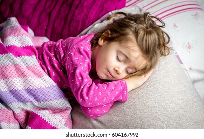 Little Cute Girl Sleeping Pink Bedthe Stock Photo 604167992 | Shutterstock