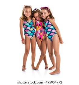 Little cute girls in swimwear