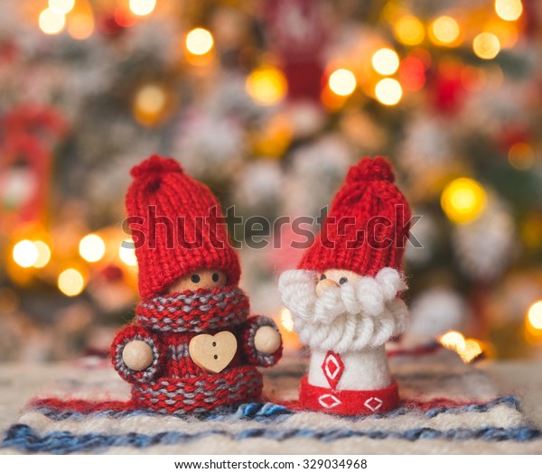 Little Cute Gnomes Christmas Tree Background Stock Photo (Edit Now) 329034968