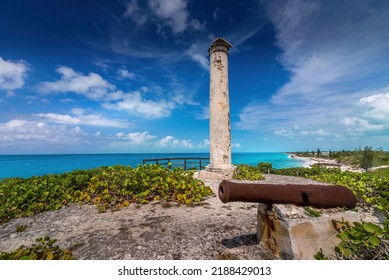 Little Exuma, The Bahamas - May 2019: The Salt Beacon, Or Salt Pillar, Near Williams Town On Little Exuma Island, Was Erected In The Late 18th Century To Guide Ships Arriving On The Salt Trade. 