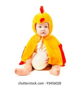 Little Funny Boy In Chicken Costume