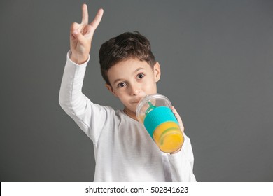 Little Funny Boy Drinking Fresh Juice Stock Photo 502841623 | Shutterstock