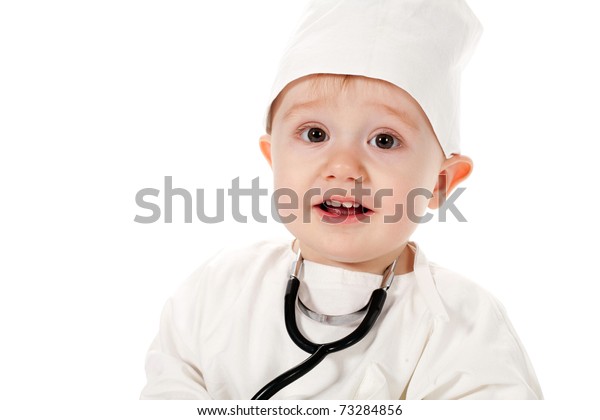 Little Funny Doctor Isolated On White Stock Photo Edit Now 73284856