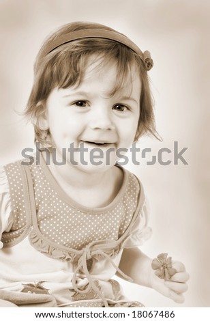 Image, Stock Photo Adorable little girl playing in a urban park