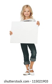 Little Girl Activity/A Girl Holding A White Sign