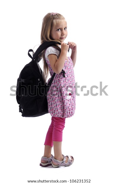 little girl with backpack