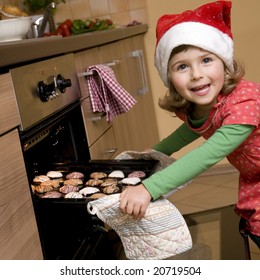 Little Girl Baking Christmas Cookies