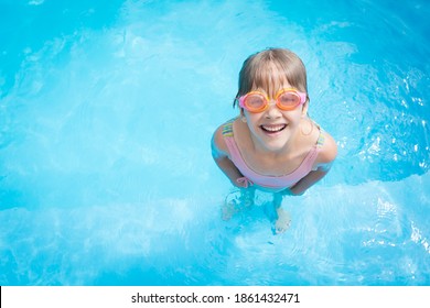 Little Girl Bathing Suit Pink Swimming Stock Photo 1861432471 ...