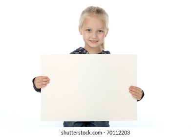 Little Girl With The Big Pure Clean Sheet Of A Paper