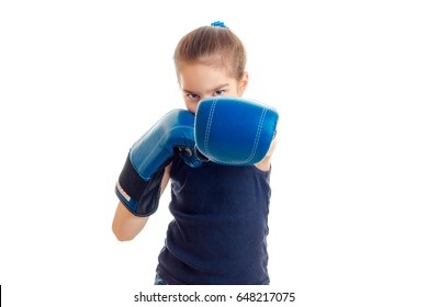Little Girl Boxing Gloves Practicing 260nw 648217075 