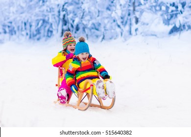 Little Girl Boy Enjoying Sleigh Ride Stock Photo 714828019 | Shutterstock