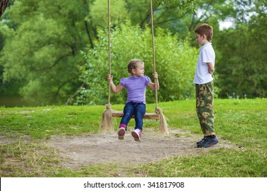 Little Girl Boy On Swing Summer Stock Photo 341817908 | Shutterstock