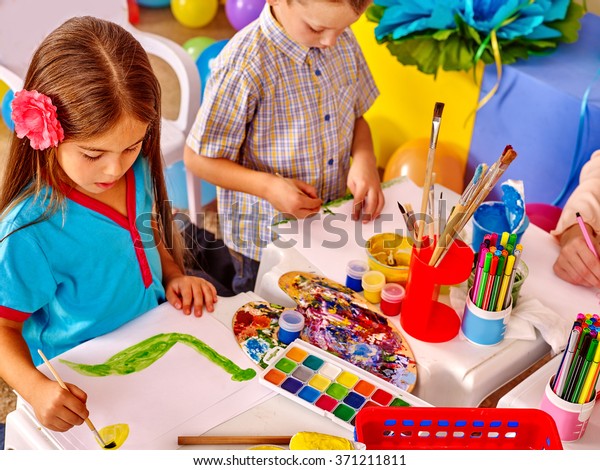 Little Girl Boy Painting Picture By Stock Photo 371211811 | Shutterstock