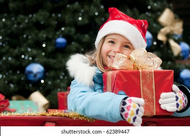 Little Girl In Christmas Sledge