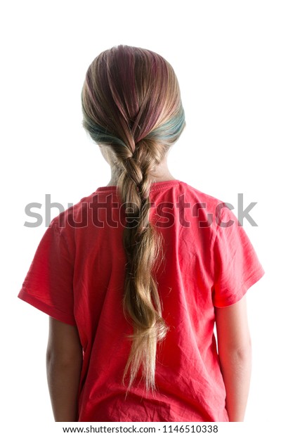 Little Girl Colorful Dyed Red Highlights Stock Photo Edit Now