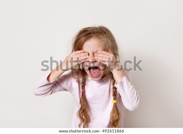 Little Girl Cries Tears Stock Photo (Edit Now) 492611866