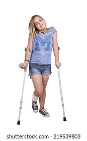 Little Girl Crutches Isolated On White Stock Photo 219539803 | Shutterstock