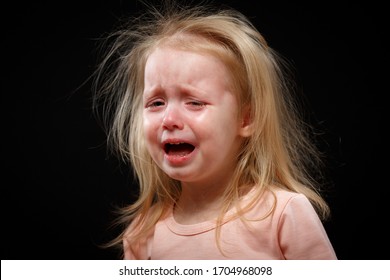 Little Girl Crying Hysterically Dark Room Stock Photo 1704968098 ...