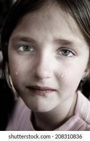 Little Girl Crying Tears Rolling Down Stock Photo 208310836 