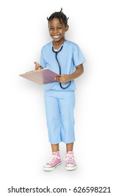 Little Girl With Doctor Dream Job Smiling
