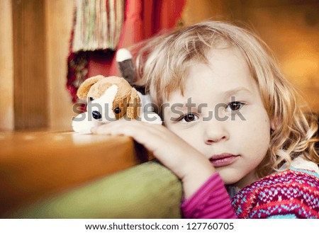 Similar – Portrait of sad little boy