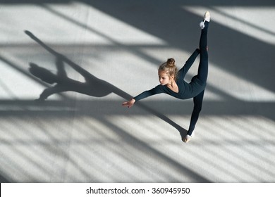  Little Girl Doing Balance On A Rhythmic Gymnastics 