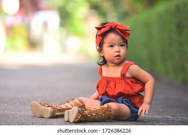 Little Girl Dressing Up In Beautiful Dresses, Shooting Fashion 