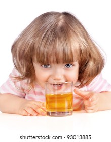 Little Girl Drinking Apple Juice