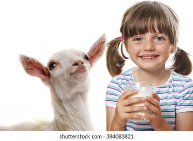 Little Girl Drinking Goat Milk