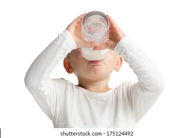 Little Girl Drinking Milk.