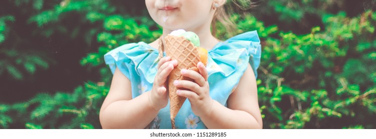 Little Girl Eating Ice Cream