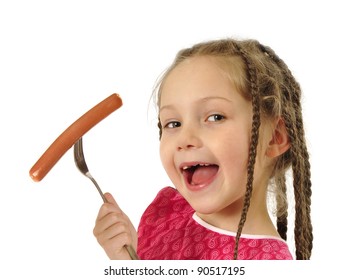 	Little Girl Eating Sausage