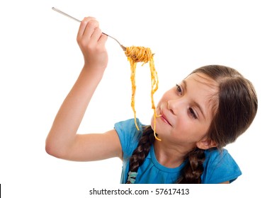 Little Girl Eating Spaghetti