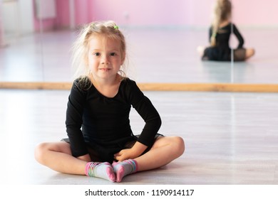 Little Girl Engaged Gymnastics Black Clothes Stock Photo 1190914126 