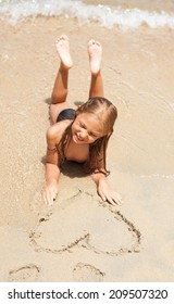 Little Girl Enjoying At Beach