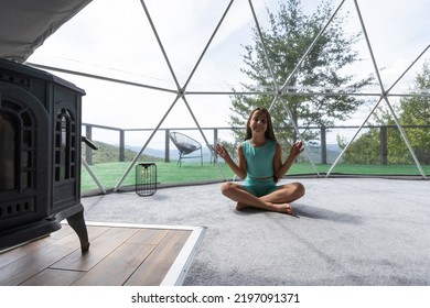 Little Girl In A Glamping Dome Tent