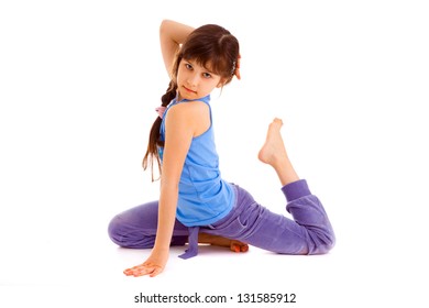 little girl the gymnast on a white background it is isolated