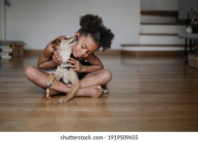 Little Girl With Her Dog