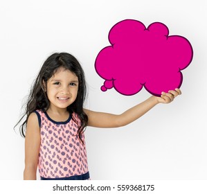 Little Girl Holding Chat Box Smiling Stock Photo 559368175 | Shutterstock